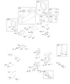 Fuel Tank, Hoses, Pump, Controls Diagram and Parts List for 28B706-1030-XX  Briggs and Stratton Engine